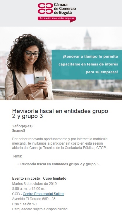 evento Sesión de Sensibilización en la Cámara de Comercio de Bogotá